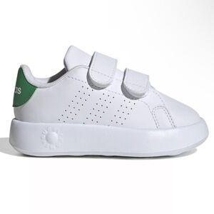 Adidas Kids Advantage Cloud White and Green Velcro Sneakers
